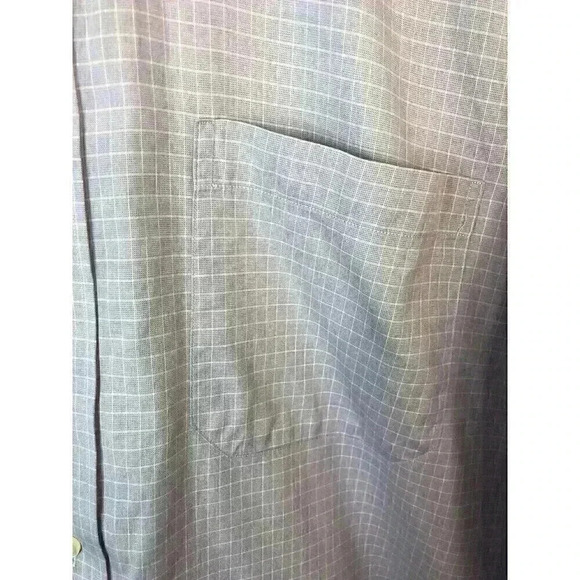Lands End Direct Merchants Mens 16-32 Dress Shirt Blue White Window Pane L/S - Picture 4 of 6